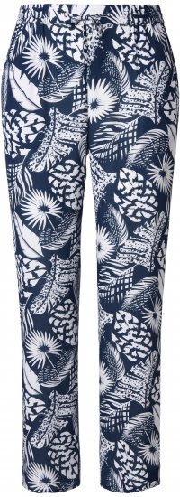 Ulla Popken Feather Print Elastic Waist Pants Blue - Vaqueros & Pantalones de Mujer Tallas Grandes – Plus Size - 