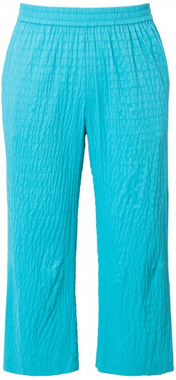 Ulla Popken Textured Elastic Waist Cropped Pants Deep Aqua - Vaqueros & Pantalones de Mujer Tallas Grandes – Plus Size - 
