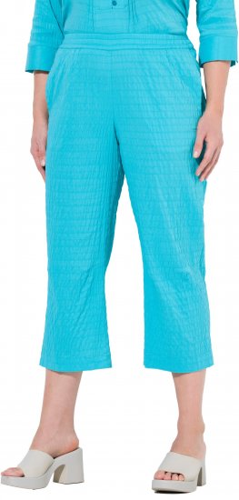 Ulla Popken Textured Elastic Waist Cropped Pants Deep Aqua - Vaqueros & Pantalones de Mujer Tallas Grandes – Plus Size - 