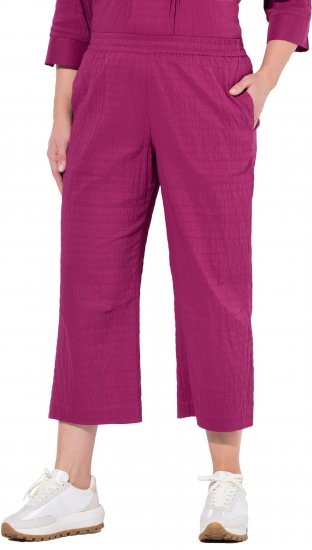 Ulla Popken Textured Elastic Waist Cropped Pants Magnolia Red - Vaqueros & Pantalones de Mujer Tallas Grandes – Plus Size - 