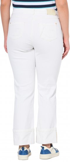 Ulla Popken Mary Wide Leg Turn Up Hem Comfy Waistband Jeans Snow White - Vaqueros & Pantalones de Mujer Tallas Grandes – Plus Size - 