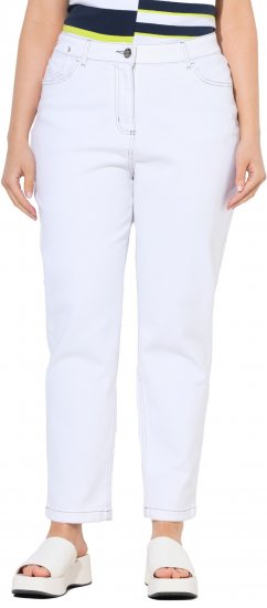 Ulla Popken Used Look 5 Pocket Comfy Waistband Mom Jeans Snow White - Vaqueros & Pantalones de Mujer Tallas Grandes – Plus Size - 