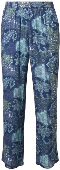 Ulla Popken Patchwork Paisley Elastic Waist Pants Blue - Vaqueros & Pantalones de Mujer Tallas Grandes – Plus Size - 