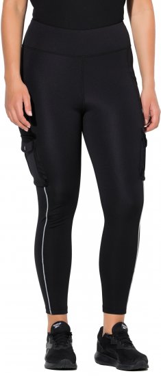 Ulla Popken Cargo Pocket Fleece Lined Sports Leggings Black - Vaqueros & Pantalones de Mujer Tallas Grandes – Plus Size - 