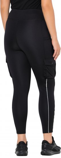 Ulla Popken Cargo Pocket Fleece Lined Sports Leggings Black - Vaqueros & Pantalones de Mujer Tallas Grandes – Plus Size - 