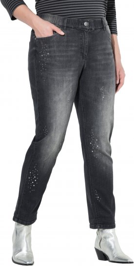 Ulla Popken Rivet Detail Stretch Fit Boyfriend Jeans Black - Vaqueros & Pantalones de Mujer Tallas Grandes – Plus Size - 