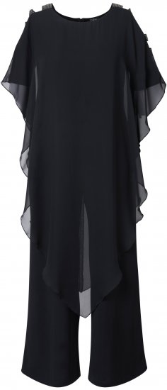 Ulla Popken Layered Chiffon Wrap Jumpsuit Grey - Vaqueros & Pantalones de Mujer Tallas Grandes – Plus Size - 