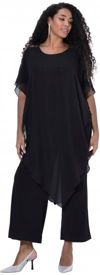 Ulla Popken Layered Chiffon Wrap Jumpsuit Grey - Vaqueros & Pantalones de Mujer Tallas Grandes – Plus Size - 