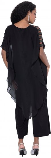 Ulla Popken Layered Chiffon Wrap Jumpsuit Grey - Vaqueros & Pantalones de Mujer Tallas Grandes – Plus Size - 