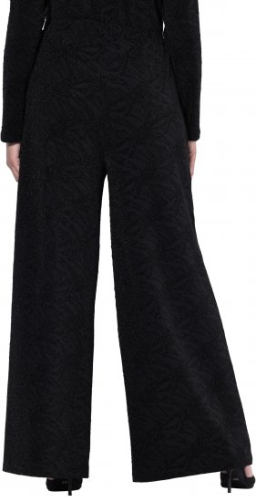 Ulla Popken Wide Leg Elastic Waist Glitter Pants Black - Vaqueros & Pantalones de Mujer Tallas Grandes – Plus Size - 