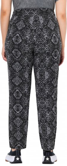 Ulla Popken Snake Print Elastic Waist Joggers Black - Vaqueros & Pantalones de Mujer Tallas Grandes – Plus Size - 