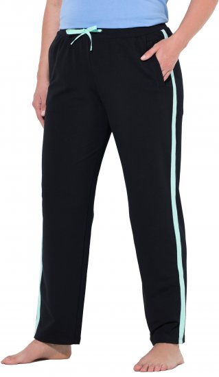 Ulla Popken Side Stripe Elastic Waist Joggers Black - Vaqueros & Pantalones de Mujer Tallas Grandes – Plus Size - 