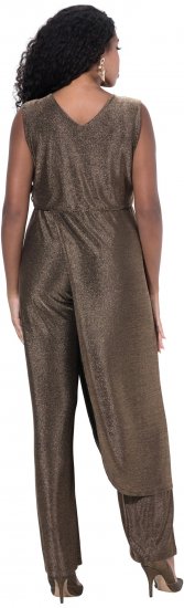 Ulla Popken Draped Sleeveless Glitter Jumpsuit Pearl White - Vaqueros & Pantalones de Mujer Tallas Grandes – Plus Size - 