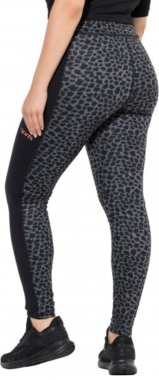 Ulla Popken Quick Drying Leopard Print Sport Leggings Black - Vaqueros & Pantalones de Mujer Tallas Grandes – Plus Size - 