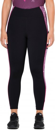 Ulla Popken Quick Drying Botanical Print Sport Leggings Black - Vaqueros & Pantalones de Mujer Tallas Grandes – Plus Size - 