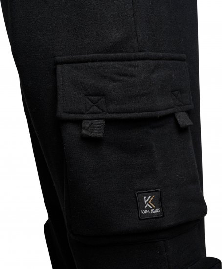 Kam Jeans 244 Raw Denim Cargo PKT Jog Pants Black - Vaqueros & pantalones - Vaqueros y Pantalones - W40-W70