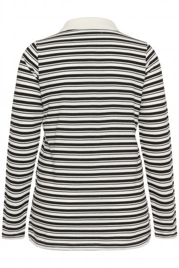 Kaffe Curve Miana Long Sleeve Polo Chalk with Black Stripe - Polos - 