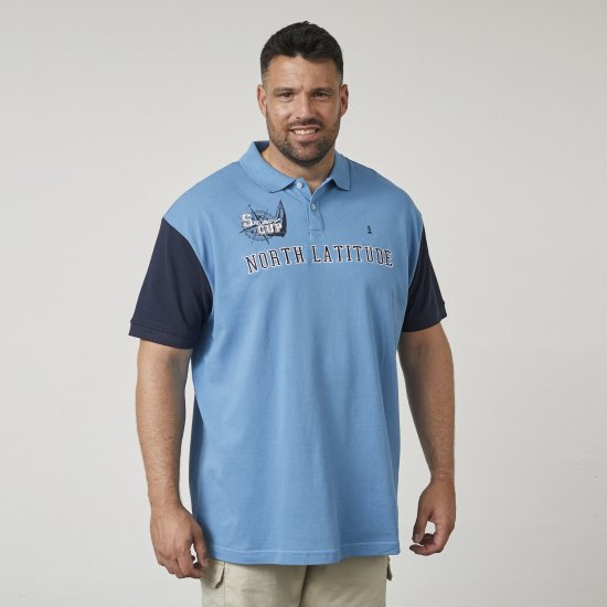 North Latitude 61131 Polo Piqué con Mangas en Contraste y Bordado Azul - Polos - Polos 2XL-8XL