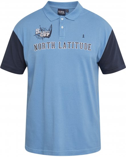 North Latitude 61131 Polo Piqué con Mangas en Contraste y Bordado Azul - Polos - Polos 2XL-8XL