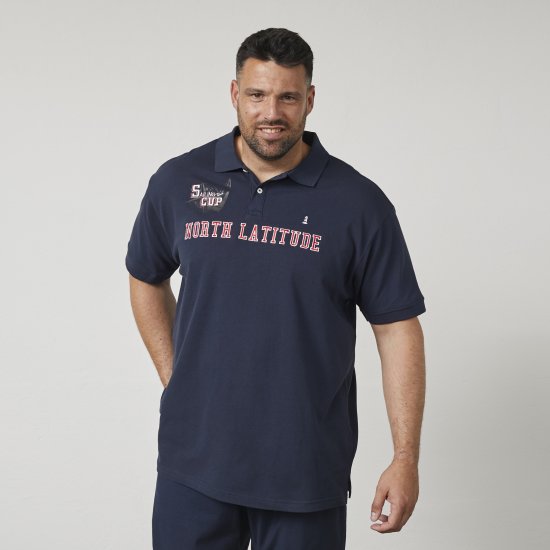 North Latitude 61131 Polo Piqué con Mangas en Contraste y Bordado Azul Marino - Polos - Polos 2XL-8XL