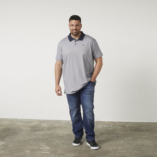 North Latitude 61136 Polo a Rayas Teñido en Hilo Azul Marino - Polos - Polos 2XL-8XL