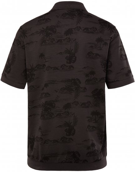 JP1880 Pique with All-over Print Polo Shirt TALL Black - TALL polos - Polos TALL para hombres altos