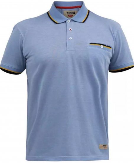 D555 Talbot Pique with Jacquard Collar Polo Shirt Blue - Polos - Polos 2XL-8XL