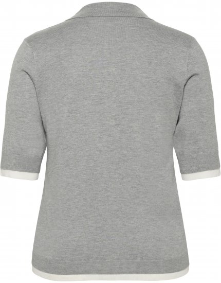 Kaffe Curve Lizzy Contrast Knitted Polo Grey Melange - Polos - 