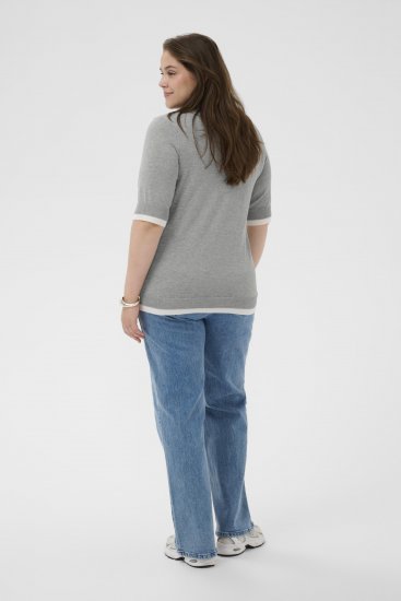 Kaffe Curve Lizzy Contrast Knitted Polo Grey Melange - Polos - 