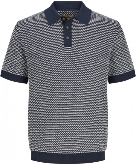 Jack & Jones Blukingsley Knitted Short Sleeve Polo Navy - Camisas - Camisas 2XL-10XL