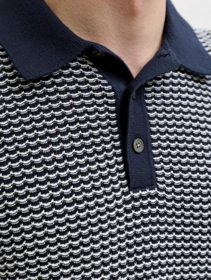Jack & Jones Blukingsley Knitted Short Sleeve Polo Navy - Camisas - Camisas 2XL-10XL