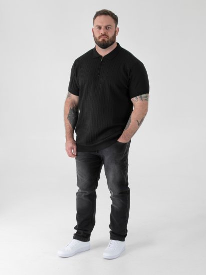 D555 Kennedy Cable Knitted Polo Black - Polos - Polos 2XL-8XL