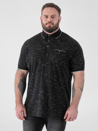 D555 Murphy Jacquard Collar And Cuff With Chest Pocket Polo Black - Polos - Polos 2XL-8XL
