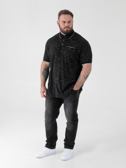 D555 Murphy Jacquard Collar And Cuff With Chest Pocket Polo Black - Polos - Polos 2XL-8XL