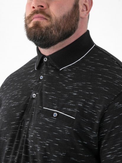 D555 Murphy Jacquard Collar And Cuff With Chest Pocket Polo Black - Polos - Polos 2XL-8XL