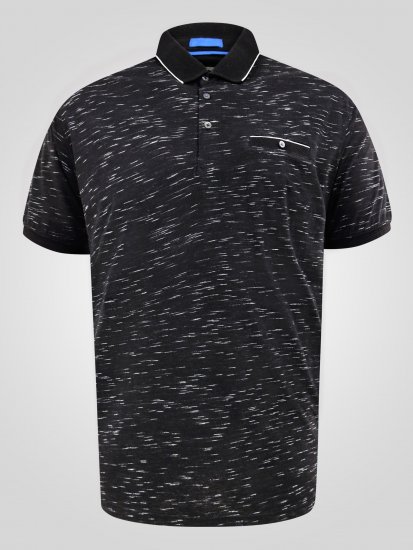 D555 Murphy Jacquard Collar And Cuff With Chest Pocket Polo Black - Polos - Polos 2XL-8XL