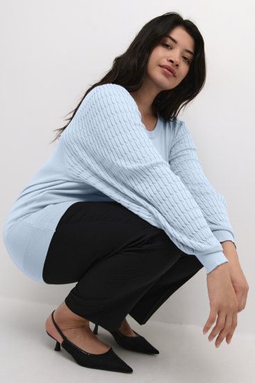 Kaffe Curve Lini Knit Jersey Celestial Blue - Sudaderas y hoodies - 