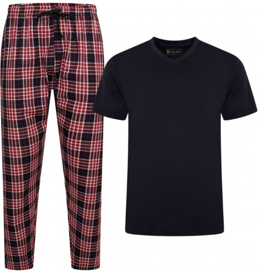 Kam Jeans 897 Lounge Pants and T-Shirt Set Red/Black - Pijamas/ropa de estar en casa - Pijamas/ropa de estar en casa 2XL-10XL