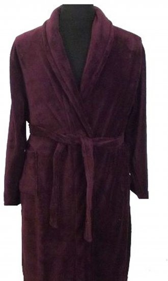 Espionage PJ068 Plain Fleece Gown Burgundy - Albornoces/batas de casa/toallas - Albornoces 2XL-10XL