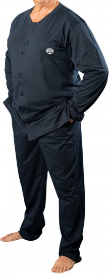20 Nodi Tramontana Long Pajamas with Buttons Pockets and Side Slits - Ropa interior - Ropa interior 2XL-8XL