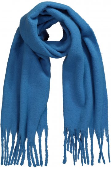 Ulla Popken Trendy Boucle Yarn Fringe Knit Scarf Teal Blue - Accesorios - 