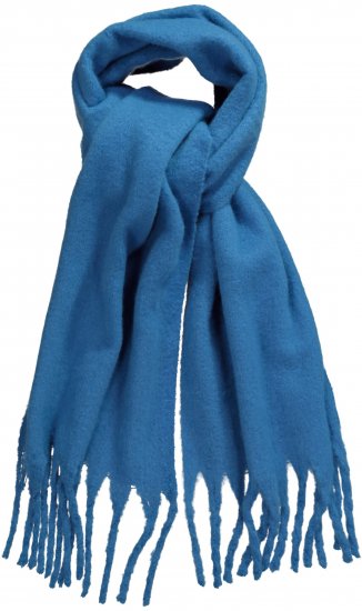 Ulla Popken Trendy Boucle Yarn Fringe Knit Scarf Teal Blue - Accesorios - 