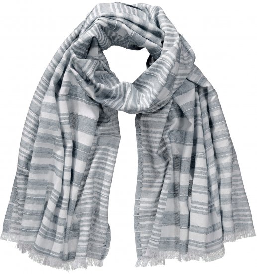 Ulla Popken Striped Statement Scarf Grey - Accesorios - 