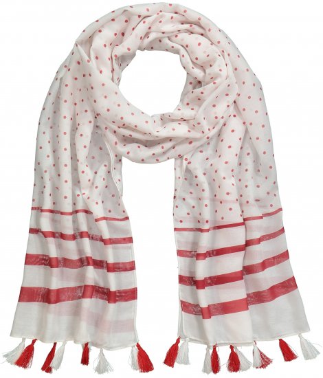 Ulla Popken Dot Print Tassel Accent Scarf Red - Accesorios - 