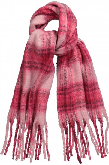 Ulla Popken Plaid Long Fringe Scarf Aubergine - Accesorios - 