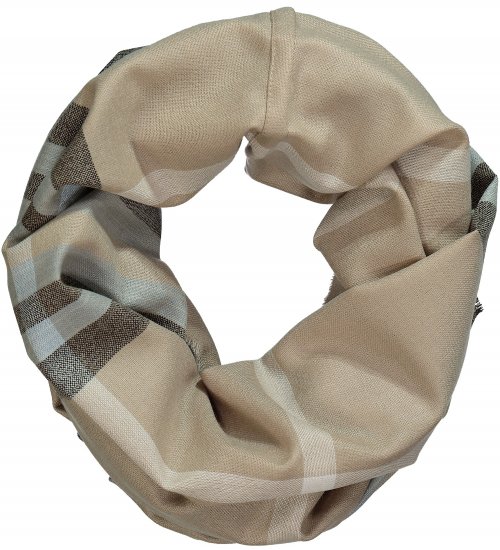 Ulla Popken Plaid Infinity Scarf Brown - Accesorios - 