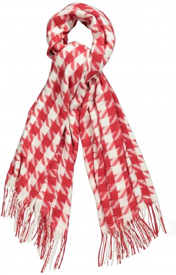 Ulla Popken Houndstooth Fringed Hem Scarf Salsa - Accesorios - 