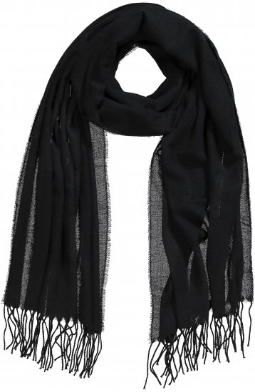 Ulla Popken Fringed Scarf Black - Accesorios - 