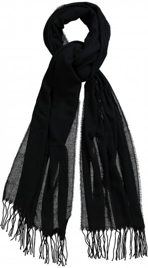 Ulla Popken Fringed Scarf Black - Accesorios - 