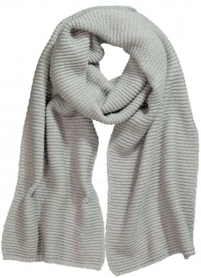 Ulla Popken Garter Stitch Knit Scarf Light Grey Melange - Accesorios - 